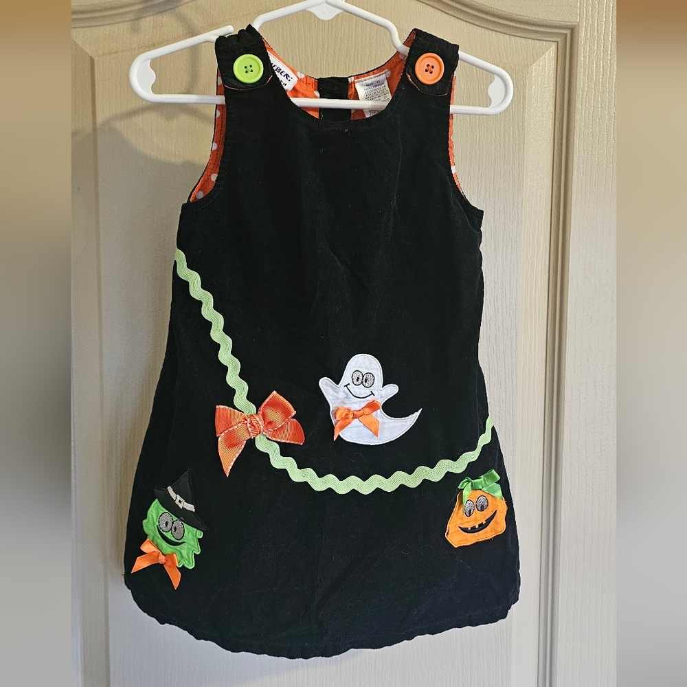Blueberi Boulevard 2T Halloween Girls Dress Black And Orange With Ghost,Pumpkin